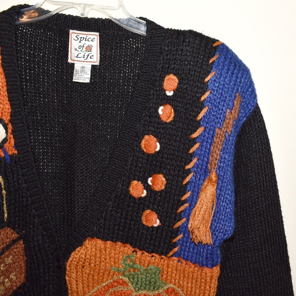 Vintage Halloween Spooky Novelty Sweater Cardigan - Picture 3 of 6